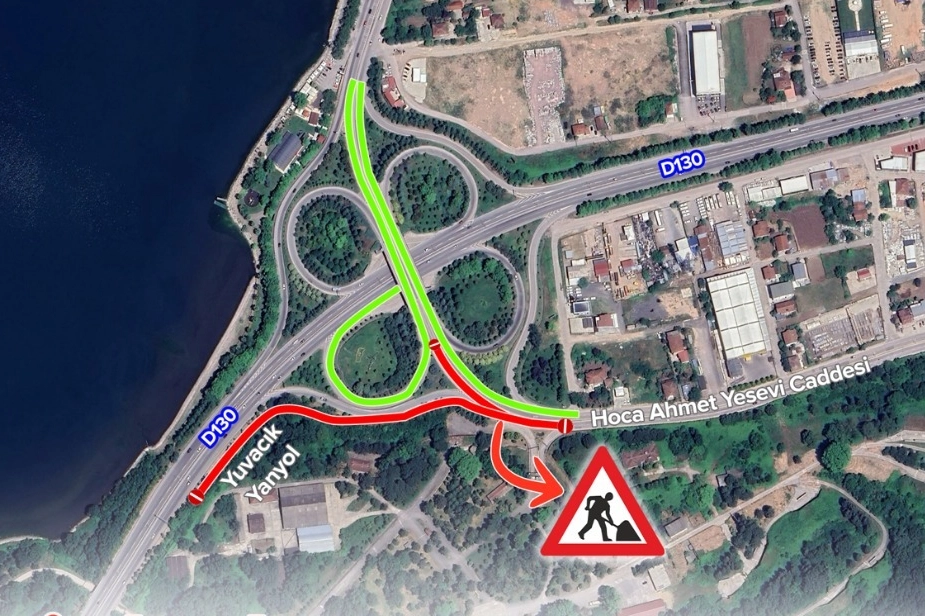 Kocaeli'de Başiskele istikametinde yol çalışması