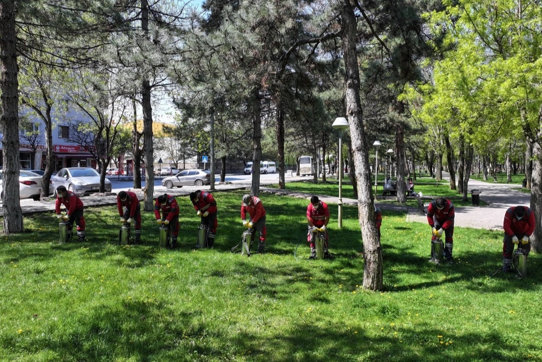 Kayseri Kocasinan'da açık alanlarda yoğun ilaçlama