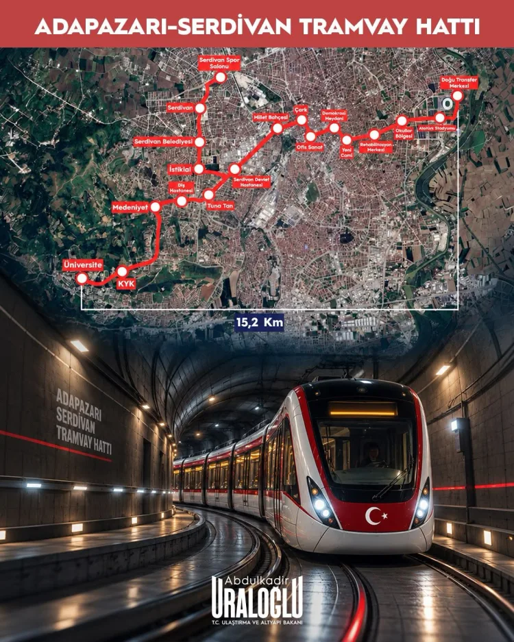 Sakarya'ya 15,2 km tramvay hattı:Adapazarı-Serdivan