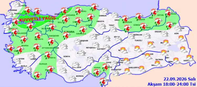 7 Bölgede Kuvvetli Yağış ve Rüzgar Uyarısı
