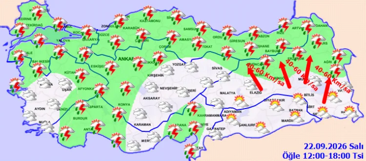 7 Bölgede Kuvvetli Yağış ve Rüzgar Uyarısı