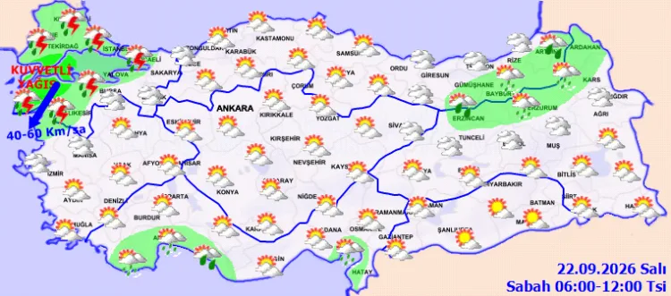 7 Bölgede Kuvvetli Yağış ve Rüzgar Uyarısı