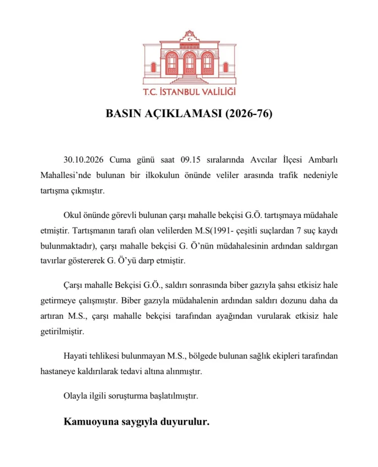 İstanbul'da okul önündeki tartışma... Bekçi, veliyi ayağından vurdu!