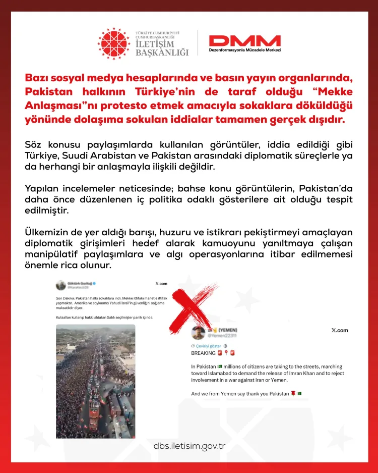 DMM: Pakistan’daki görüntüler “Mekke Anlaşması” protestosu değil