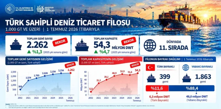 Türk Deniz Ticaret Filosu 54,3 Milyon DWT Kapasiteye Ulaştı