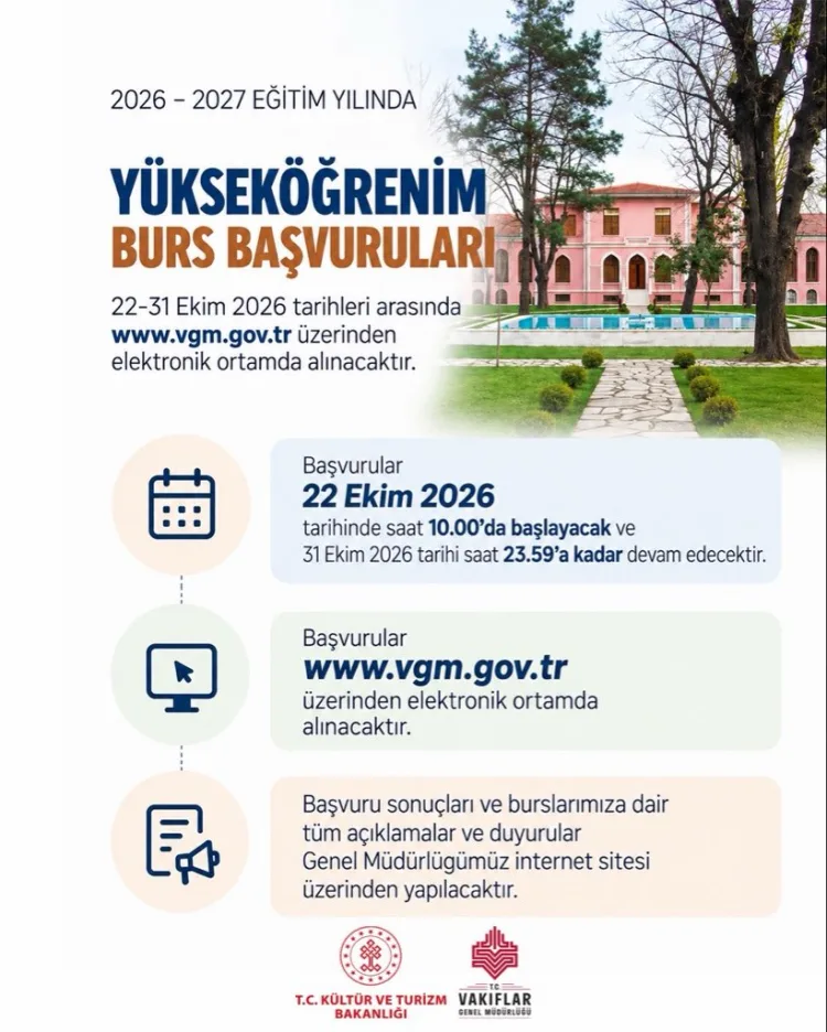 Vakıflar'ın yükseköğrenim burs başvuruları için tarih netleşti