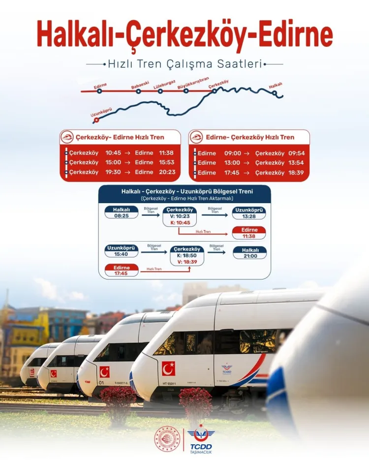 Trakya’da hızlı tren dönemi başlıyor! Çerkezköy–Edirne arası 54 dakikaya düşüyor